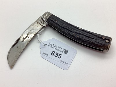 Lot 835 - Flat Bottom Pruning Knife, stag scales, blade...