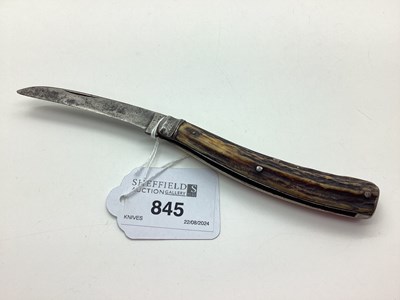 Lot 845 - Flat Bottom Pruning Knife, stag scales, blade...