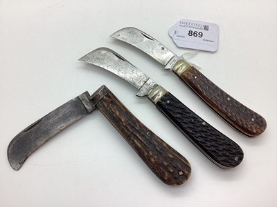 Lot 869 - Pruning Knife, stag scales, blade stamped "A...