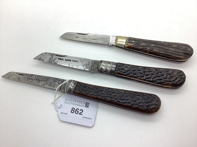 Lot 862 - Three Single Blade Pocket Knives, blades...