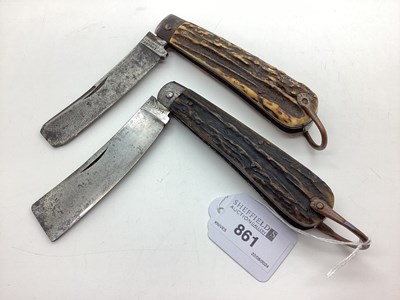 Lot 861 - Single Blade Sailor's Folding Rope Knife, stag...