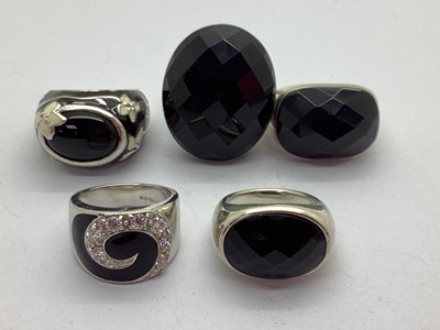 Lot 93 - A Small Collection of Modern "925" Dress Rings,...