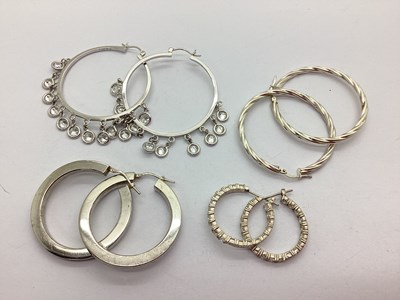 Lot 143 - A Small Collection of Modern "925" Hoop...