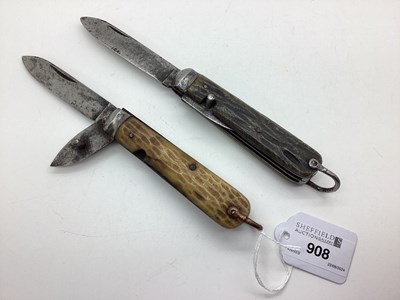 Lot 908 - Two Blade Folding Pocket Knife, blade stamped "...