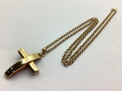 Lot 65 - A 9ct Gold Modernist Style Cross Pedant,...