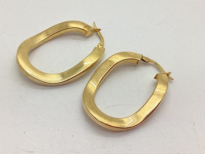 Lot 66 - A Pair of 9ct Gold Modernist Style Hoop...