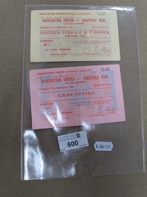 Lot 600 - Manchester United 1962 Unused Tickets for The...