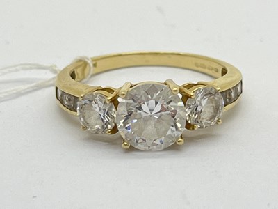 Lot 108 - A 14ct Gold Three Stone Dress Ring, the...