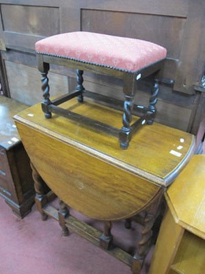 Lot 1592 - 1930s Oak Drop Leaf Table, with barley twist...