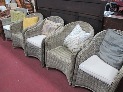 Lot 1613 - Neptune Four Wicker Style Conservatory Chairs,...