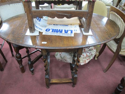 Lot 1603 - 1930s Oak Drop Leaf Gate Leg Table, with...