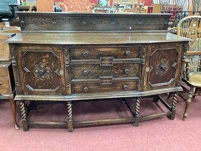 Lot 1617 - 1930s Oak Sideboard, with low back, three...