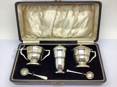 Lot 27 - A Hallmarked Silver Three Piece Cruet Set,...