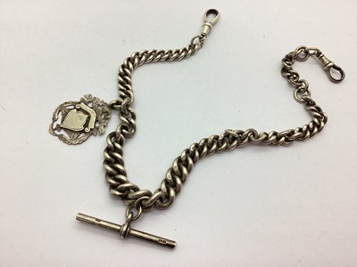 Lot 260 - A Double Solid Curb Link Albert Chain, to...