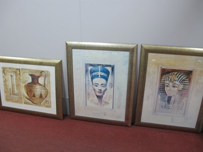 Lot 1518 - Three Large Framed Egyptian Style Prints,...