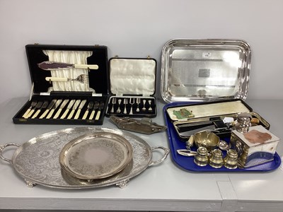 Lot 172 - Plated Ware, including twin handled oval tray,...