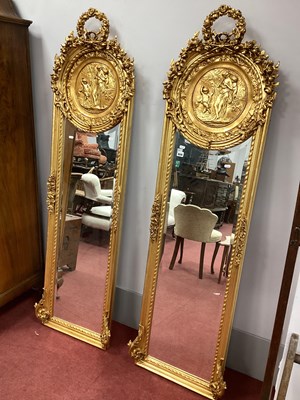 Lot 1634 - Pair of XIX Century Style Gilt Wall Mirrors...