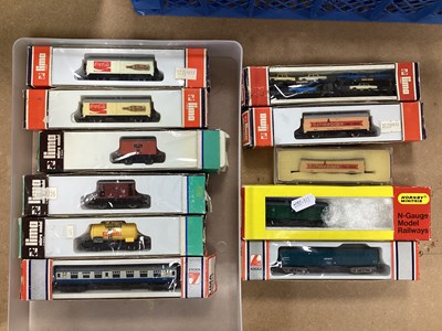 Lot 841 - Eleven Outline British N Gauge Rolling Stock...