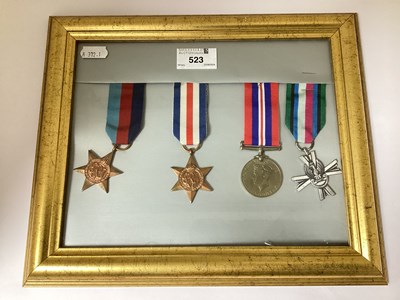 Lot 523 - WWII British & Polish Medals, in picture frame...