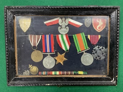 Lot 532 - WWII British & Polish Medals, in picture frame...