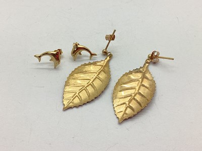 Lot 42 - A Pair of Foliate Drop Earrings, with a pair...