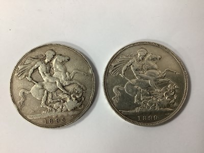 Lot 411 - Two GB Victoria Silver Crowns, 1895 and 1899.