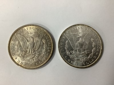 Lot 423 - Two USA Silver 'Morgan' Dollars, 1883 and 1885.