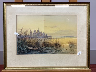 Lot 1236 - FRIEDRICH PERLBERG (1848-1921) Castle in a...