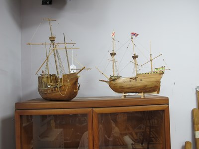 Lot 1499 - Two homemade model ships the largest approx....