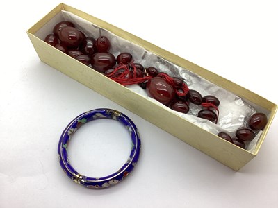 Lot 130 - Cherry Amber Coloured Bead Necklace, (for...