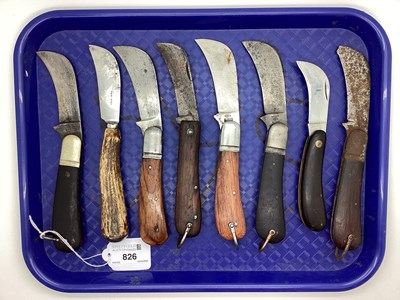 Lot 826 - Single Blade Folding Pruning Knives, including...