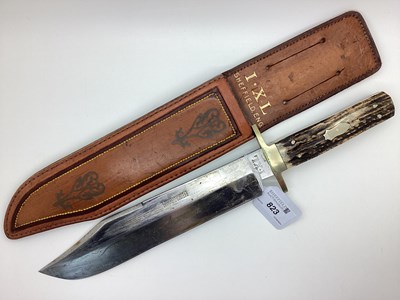 Lot 823 - Bowie Knife, stag handle, blade stamped "I.XL...