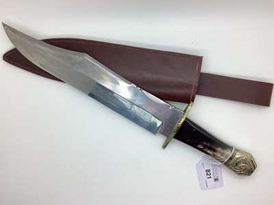 Lot 821 - Bowie Knife, horn handle, Colonel Travis...