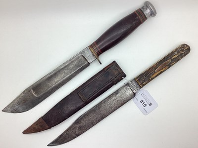 Lot 816 - Hunting Knife, 33.5cm long; Another, stag...