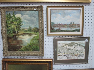 Lot 1530 - Wilfred Ebbs, oil on board of a River Scene,...