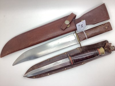 Lot 819 - Bowie Knife, (unmarked) 37cm long, sheath;...