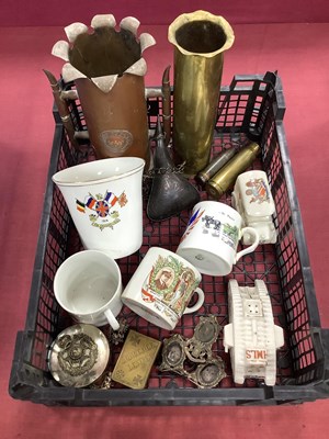 Lot 531 - WWI Trench Art, vases and matchbox cover,...