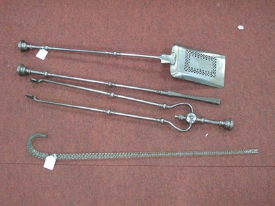 Lot 1467 - XIX Century Steel Fire Irons, glass walking...