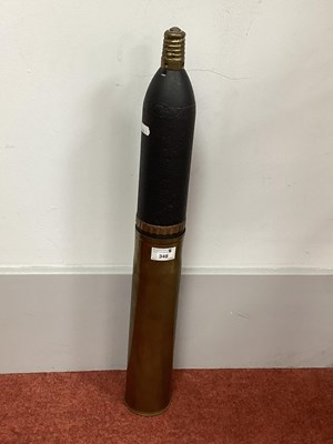 Lot 348 - WWI French 75mm Fired Salvaged Artillery Shell,...