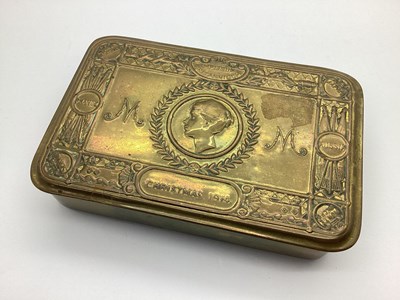 Lot 573 - WWI Princess Mary Gift Fund Box, and contents,...