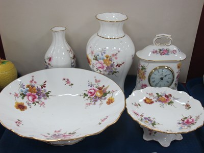 Lot 1242 - Royal Crown Derby 'Derby Posies' Mantle Clock...