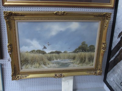 Lot 1529 - R. Parry (XX Century), River Scene with Ducks...