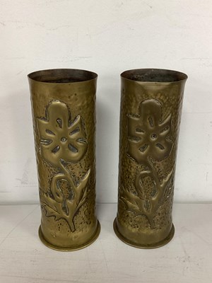 Lot 361 - WWI Trench Art, two German shell cartridges...