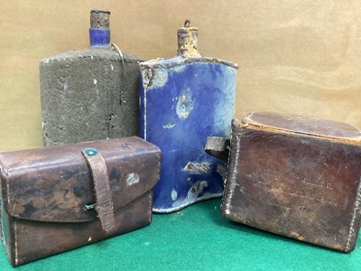 Lot 433 - WWI Two British Water Canteens, leather...