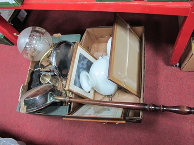 Lot 1044 - Ceiling Lights, copper warming pan, pictures,...