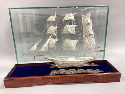 Lot 235 - A Decorative Filigree Model of A Ship at Full...