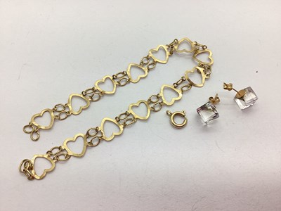 Lot 72 - A 9ct Gold Open Heart Bracelet, (clasp...