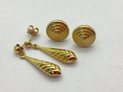 Lot 54 - A Pair of Modern Earrings, stamped "9ct"; a...