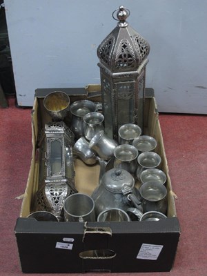 Lot 1028 - Pewter ware to include many wine glasses and...