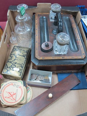 Lot 1447 - Inlaid Desk Stand, coins including Georgian...